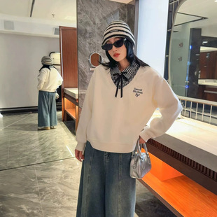 美式慵懒风翻领甜美卫衣女2026秋季chic学院风撞色假两件上衣女