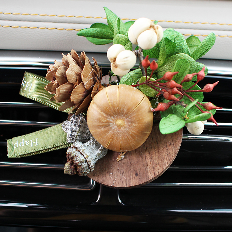 元旦节走心礼物ins松果干花出风口汽车装饰diy植物车载香薰装饰
