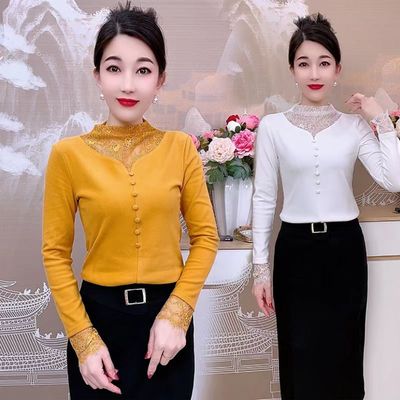 秋冬加绒半高领打底衫