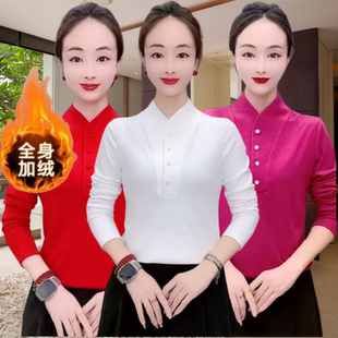 秋冬新款加厚保暖打底衫双面慕斯绒洋气可外穿半高领中年妈妈外搭
