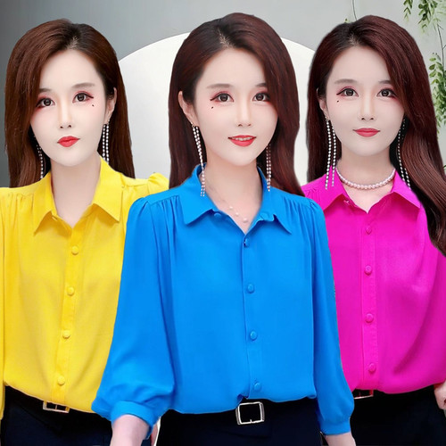 韩版美林麻衬衫上档次减龄休闲衫