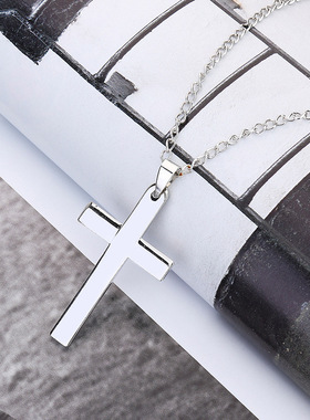 钛钢十字架吊坠项链潮男女简约