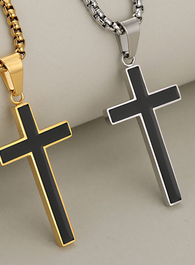 男女时尚复古不锈钢十字架项链