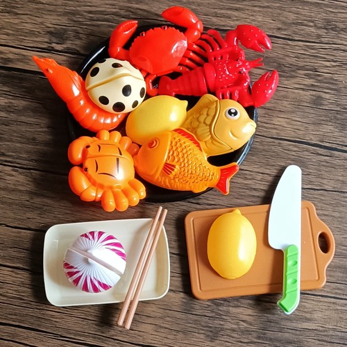 仿真鱼虾螃蟹蔬菜切切乐玩具