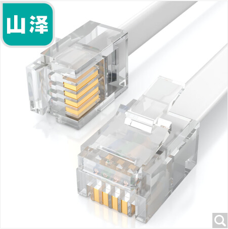 山泽 DH-4002L 4芯多股6P4C纯铜电话线成品电话线带水晶头 2米