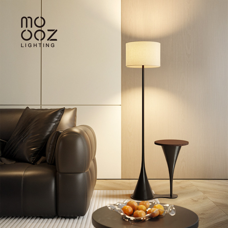 意式落地灯客厅沙发旁中古风高级感置物架一体卧室床头立式落地灯