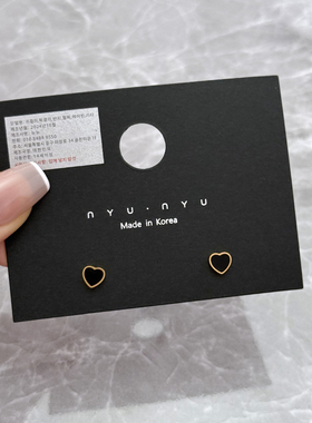 复古简约黑色爱心钛钢耳钉螺丝拧扣精致小巧百搭气质时尚耳环耳饰