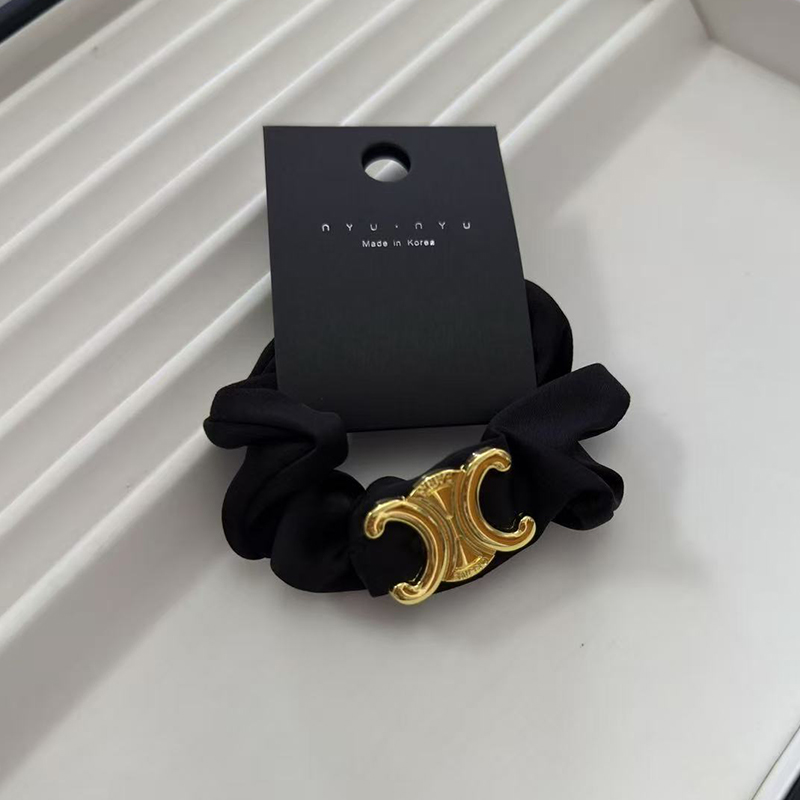 法式凯旋门黑色缎面丸子头扎头发圈大肠慵懒风高弹力耐用发绳头饰