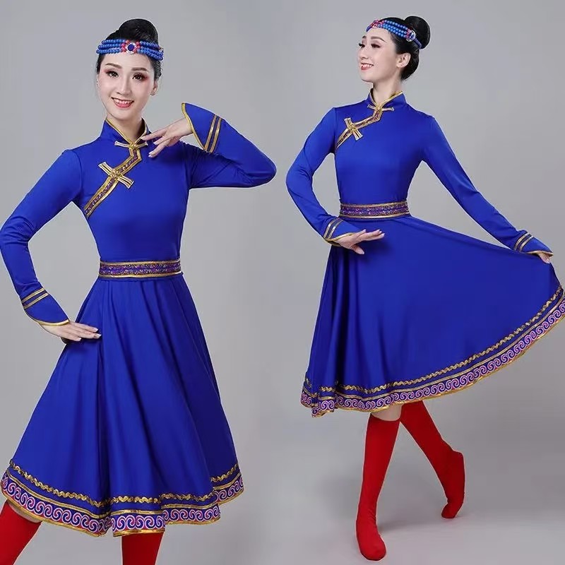 蒙古舞蹈演出服少数民族蒙族服装女蒙古服族女装舞蹈服饰蒙古族舞