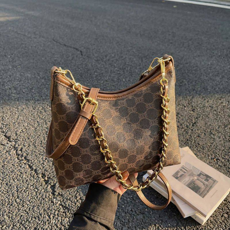 2026经典印花链条时尚流行韩系ins风通勤慵懒风单肩包 气质外出,箱包皮具/热销女包/男包,通用款女包,淘宝优惠券,粉丝福利购,淘宝优惠卷