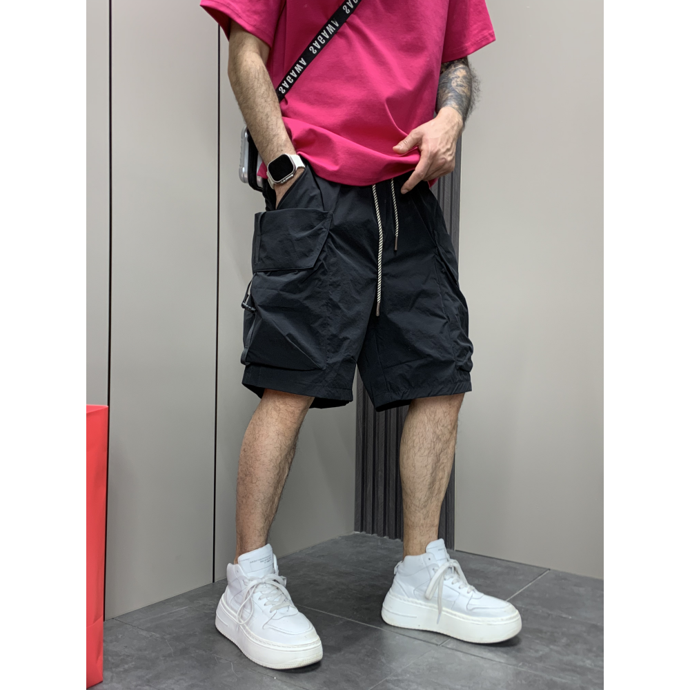 男士潮流立体口袋工装短裤夏季新款透气速干五分裤宽松ins直筒裤