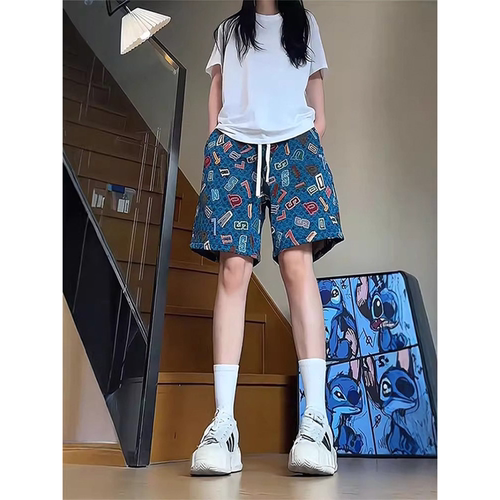 过膝涂鸦刺绣短裤女2026新款夏季