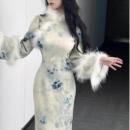 针织复古连衣裙厚款 秋冬款 晚香玉 温柔改良气质旗袍新中式 2025新款