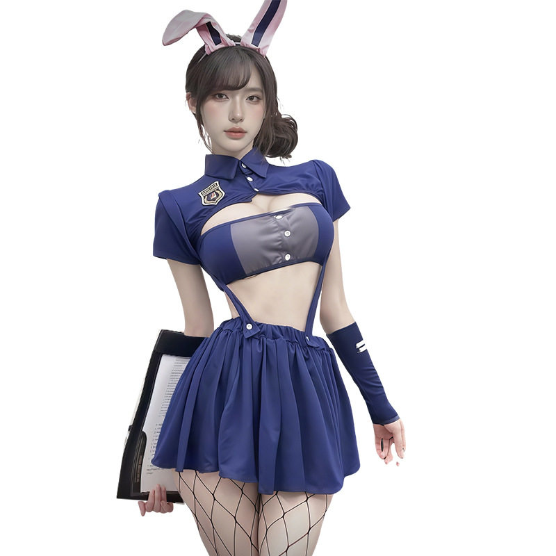 深蓝性感兔女郎短袖角色扮演套装