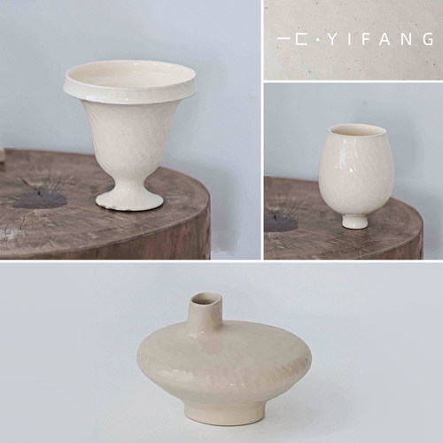 大丹 正品《艺术》复古风白色纹摆件 样板间客厅桌面花器摆设
