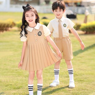 韩版学院风短袖校服套装小学生幼儿园园服百褶裙演出服演出表演服