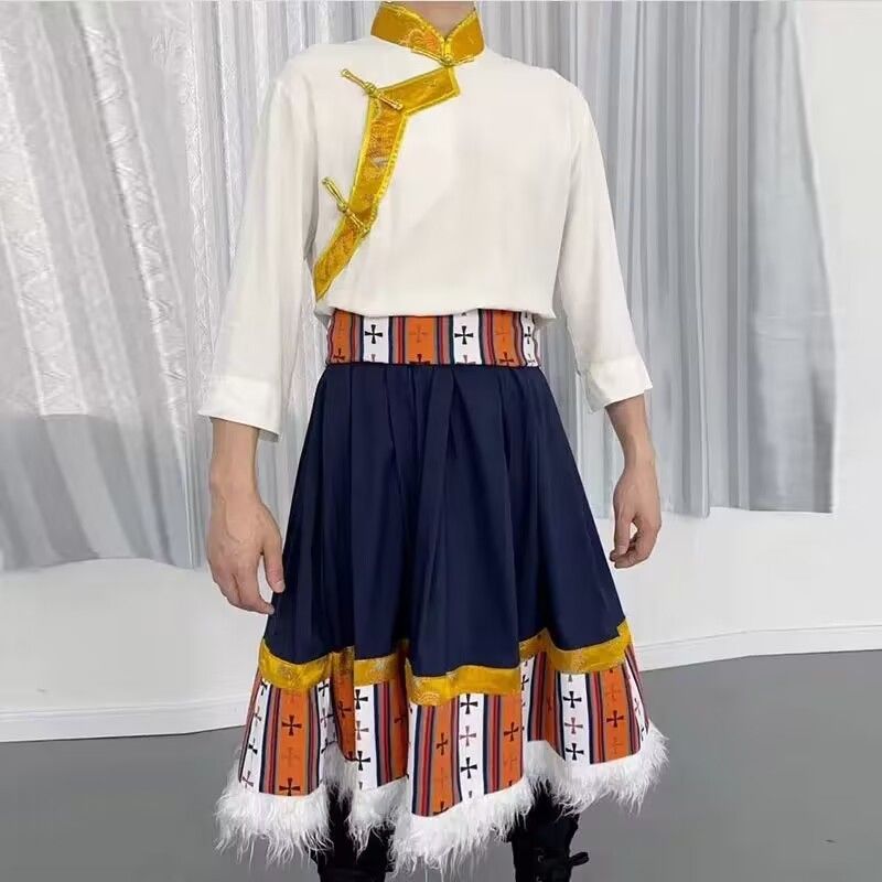 藏族舞蹈演出服男款少数民族服装