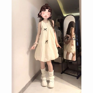 甜美少女风初恋蝴蝶结无袖 法式 背心连衣裙超仙宽松显瘦花苞短裙子