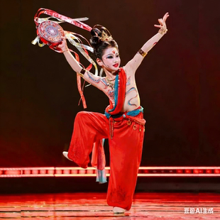 敦煌乐鼓舞蹈演出服敦煌飞天琵琶舞少儿中国风异域丝路古典舞蹈服