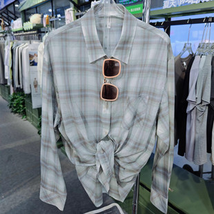 H672 纯棉衬衣学生党2026夏款 好彩女懒懒搭格子衬衫 英伦休闲风长袖