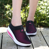 厚底透气运动休闲网面妈妈一脚蹬松糕女鞋 春夏秋摇摇鞋 女2025新款