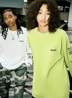 BEASTER小恶魔鬼脸重磅纯棉T恤美式潮牌中性情侣男女百搭长袖上衣