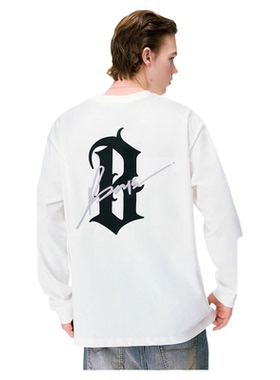 【蔡徐坤同款】BONELESS新哥特B印花刺绣长袖T恤纯棉宽松休闲上衣