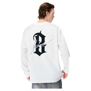 【蔡徐坤同款】BONELESS新哥特B印花刺绣长袖T恤纯棉宽松休闲上衣