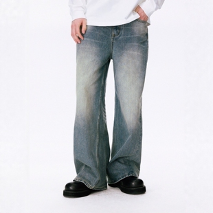 【蔡徐坤同款】BONELESS复古水洗结构牛仔裤街头潮牌设计感休闲裤