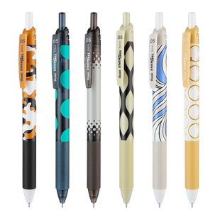 限定新品丨Pentel派通速干中性笔BLN125猫咪花纹限定按动黑笔可爱卡通图案水笔ins日系考试刷题笔