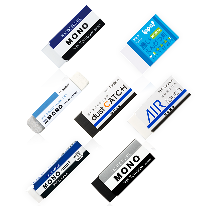 包邮！日本Tombow蜻蜓MONO橡皮磨砂/聚屑/ippo!/2B重铅/洁净/绘图美术/长条细节高光学生用