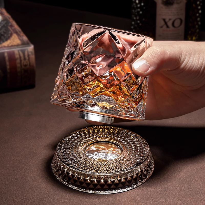 麦卡伦同款水晶底旋转威士忌酒杯