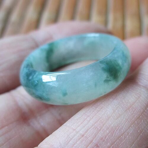 缅甸老坑翡翠a货天然玉戒指圈戒圈指环女款冰种玉石简约飘花