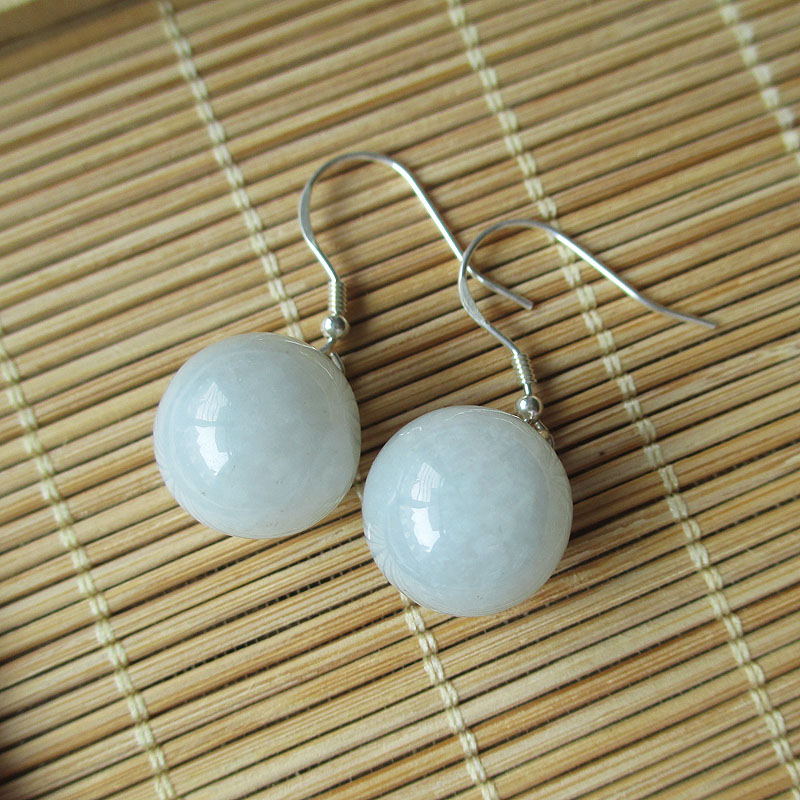 老坑缅甸天然翡翠耳环大苹果玉坠耳坠a货玉石纯银镶嵌女耳饰古风