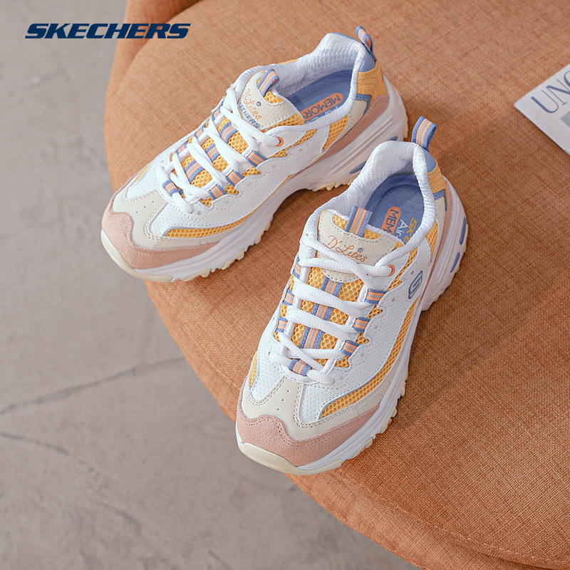 Skechers斯凯奇女鞋2022新款潮春秋季厚底运动休闲鞋熊猫鞋老爹鞋