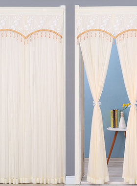 免打孔防蚊门帘卧室房间遮挡帘蕾丝纱帘卫生间厨房隔断帘新款家用