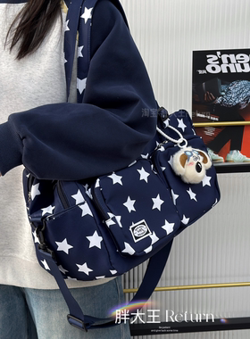 休闲简约风旅行包游泳健身运动包多功能手提行李袋黑色单肩斜挎包