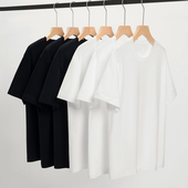 圆领纯白色打底衫 女 t恤男夏季 半袖 买一送一 230g重磅纯棉短袖