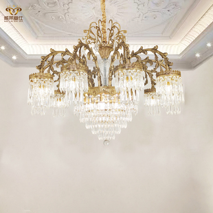 欧式全铜水晶吊灯法式客厅宫庭奢华大气酒店别墅餐厅卧室创意灯具