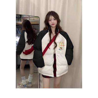 韩系可爱拼接羽绒棉服女冬季