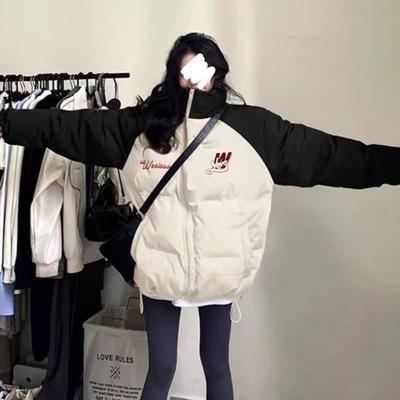 冬季新款棉衣棉服女插肩撞色