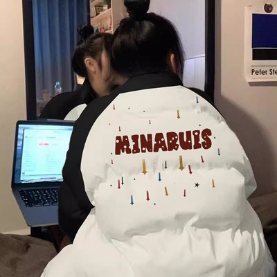 显瘦字母印花加厚棉衣外套潮