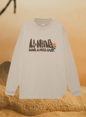 李宁男装秋冬季新款宽松圆领长袖T恤文化衫运动卫衣男AHSR985