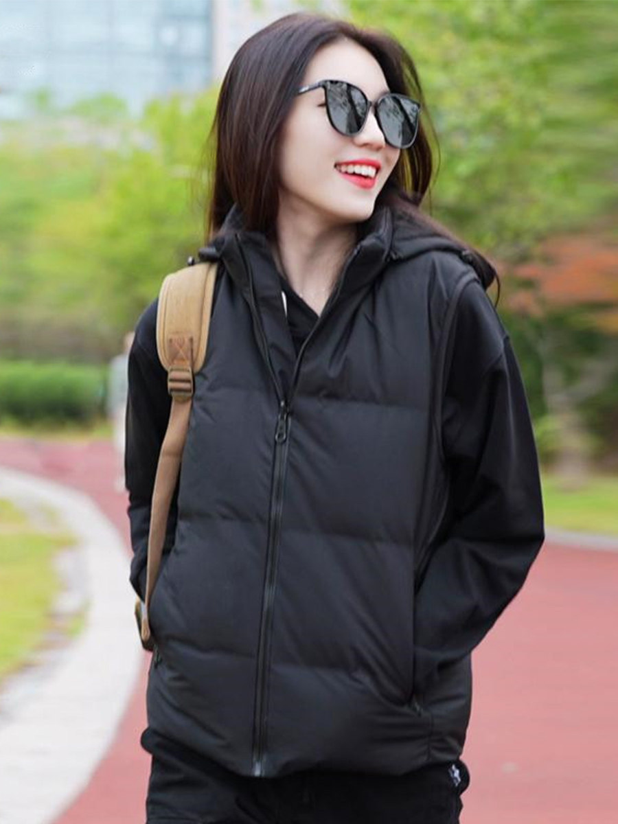 [생방송실에서도 같은 스타일] 남성용 조끼 2023 뉴 다운 따뜻한 후드 조끼 화이트 오리 다운 재킷 조끼