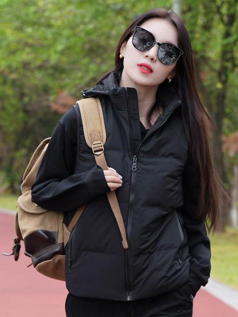 [생방송실에서도 같은 스타일] 남성용 조끼 2023 뉴 다운 따뜻한 후드 조끼 화이트 오리 다운 재킷 조끼