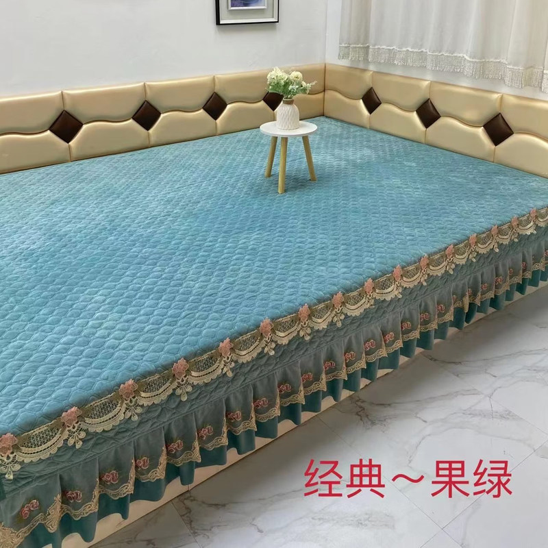 纯色加厚毛绒防滑榻榻米床盖绗缝夹棉农村土炕单卧室大炕垫子定做