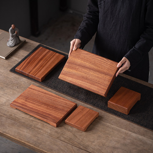 沙比利底座实木中式长方形摆件