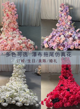 婚礼布置瀑布花餐厅生日桌摆花