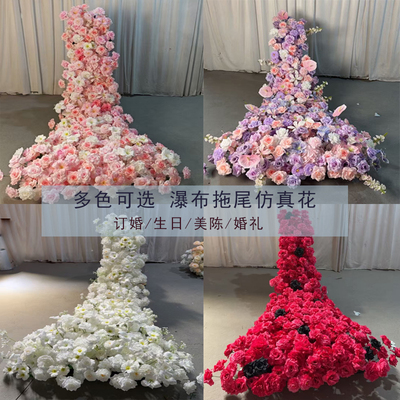 婚礼布置瀑布花餐厅生日桌摆花