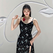 梦霞舞蹈裙子古典舞服装 古风爵士吊带连体裙子港风闪亮舞蹈连衣裙